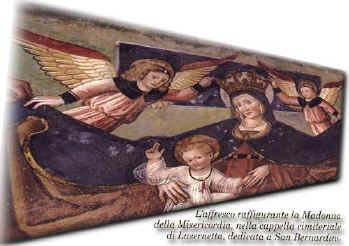 Affresco raffigurante la Madonna della Misericordia, nella cappella cimiteriale di Lusernetta, dedicata a San Bernardino