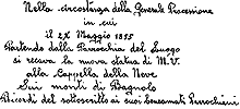 Documento del 23 maggio 1855 nuova statua della Vergine 